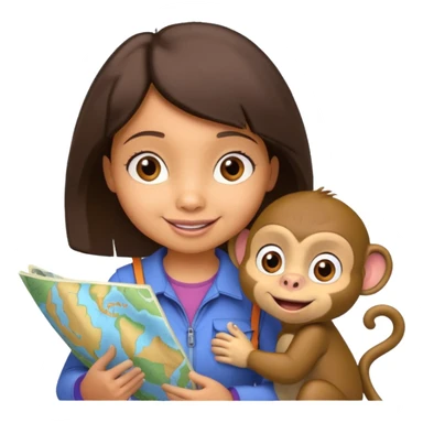 light skin dora the explorer with monkey and map sticker