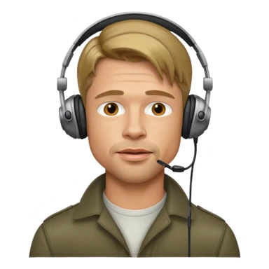 brad pitt using headphones sticker