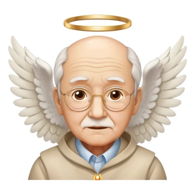 elderly grandfather with angel wings and halo sticker