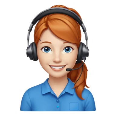 receptionist face ponytail ginger with headpset sticker