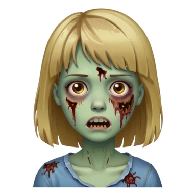 faça uma garota zumbi de cabelo castanho com mechas loiras e com franja sticker