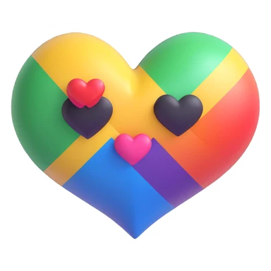 rainbow pride heart, 3D emoji style, no text sticker