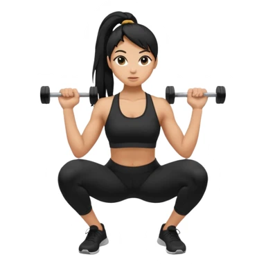 Women with long black ponytail doing a squat sticker