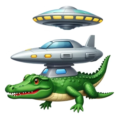 crocodile in a UFO spaceship sticker