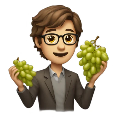 Classy brown-haired, bitter, bespectacled young man throwing grapes sticker