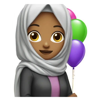 Girl in hijab holding 50th birthday balloon  sticker
