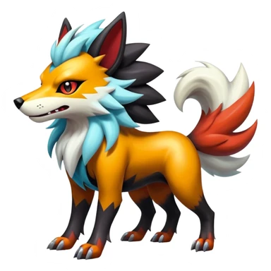 Shiny Gothic Exotic Punk’ish Cool Colorful Epic Futuristic Houndoom-Arcanine-Zorua-Torracat-Pokémon-Fakémon-hybrid-creature sticker