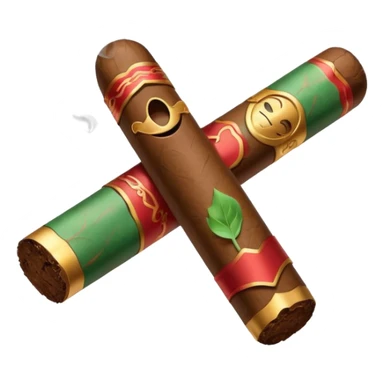 Emoji-style cigar icon, dark brown wrapper, subtle smoke, minimalistic, clean silhouette sticker