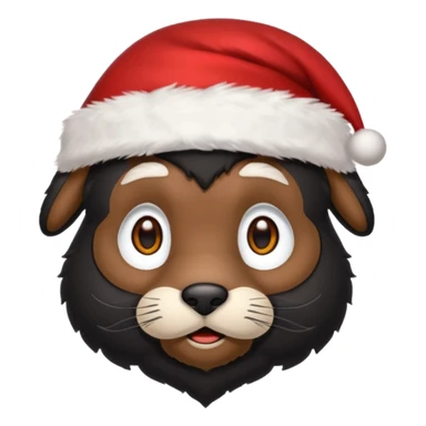 miniature black pinmcher in santa aht sticker