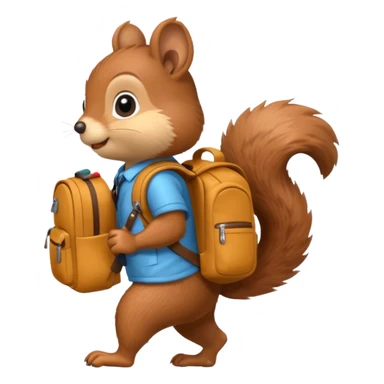 a squirrel walking with a backpack
 sticker