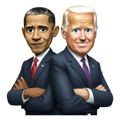 Barack Obama with Joe Biden and Donald Trump sticker
