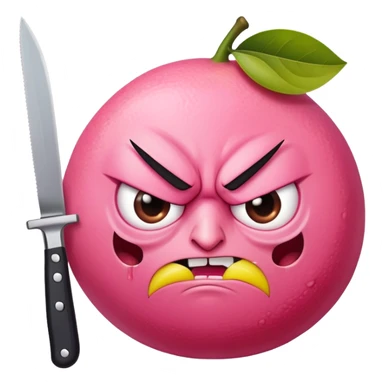 pink angry lemon with a knife sticker