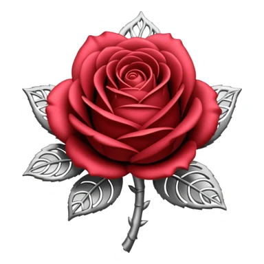 Black and silver filigree rose bud, 3D, extremely detailed design sticker