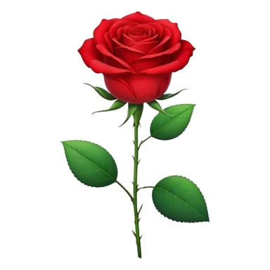 Generate a high-quality image of a single rose flower with stem and leaves, realistic color and shading, smooth gradient colors, no human figures, no facial features, no brand markings, simple white background, high-resolution.
 sticker