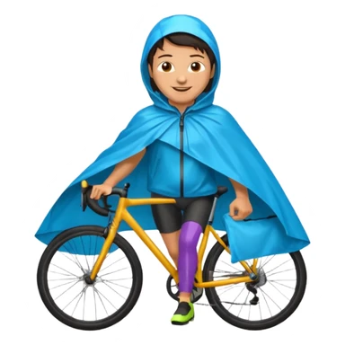 Cyclist with rain poncho sticker