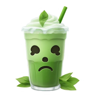 Iced matcha latte with ice cubes no face  sticker