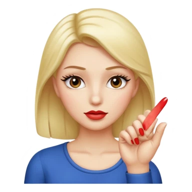Face with lashes and lip gloss with a hand having the thumb and index finger pinching together  sticker