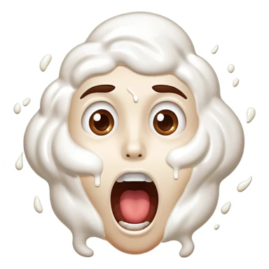 surprised face with whipped cream splattered across the face, mouth wide open sticker