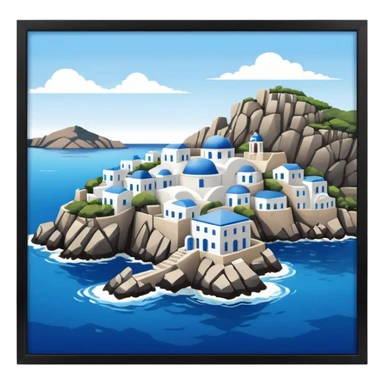 a greek island seen from the sea sticker
