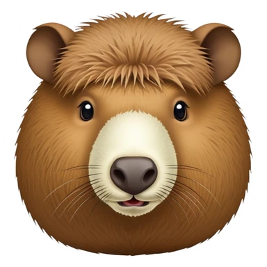 A furry capybara head attached to an oval coconut body with the coconut's natural texture sticker