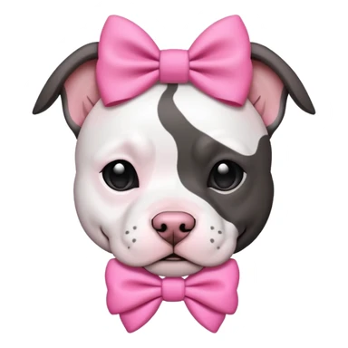 Black and white Pit bull dog with pink bow sticker