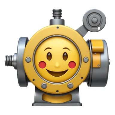 Industrial mechanical motor with a smiley face, emoji for the new electric music genre Motor breaks must be friendly and sellable sticker
