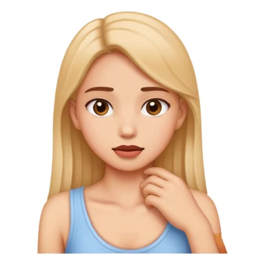 girl holding her neck sticker