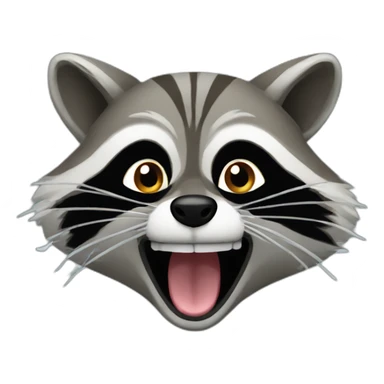 Raccoon opening mouth with smoke coming out of the mouth sticker
