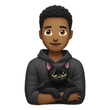 man in tracksuit cradling black cat like a baby sticker