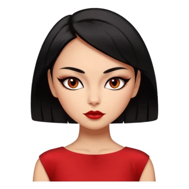 Chica Otaku con delineado gatita con vestido rojo y pelo semi corto negro súper sexy sticker