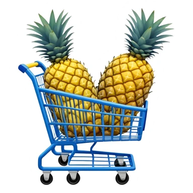 pineapples in a blue Shopping cart  sticker