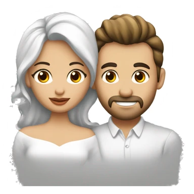 beso pareja mujer blanca pelo lacio y hombre moreno pelo rizado sticker