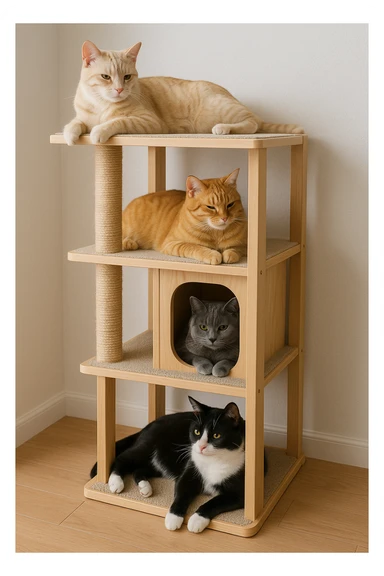 cats relaxing in a vertical playhouse sticker