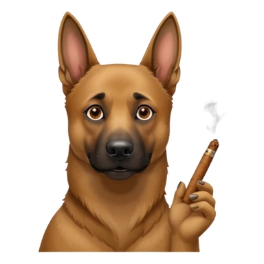 Perro belga malinois con un cigarro sticker