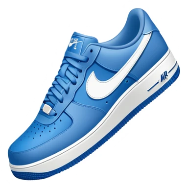 blue Nike Air Force 1 sneakers with white swoosh logo sticker