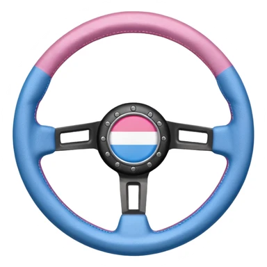 steering wheel with transgender pride flag colors sticker
