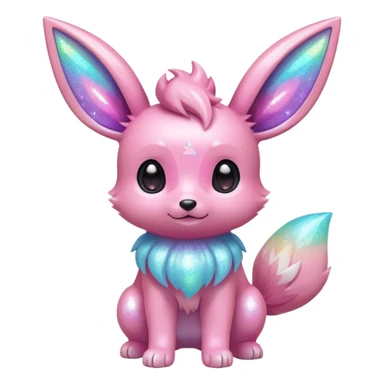 Kawaii Shiny Colorful Pastel Iridescent Glittery Eevee Full Body sticker