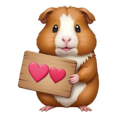 Guinea pig holding a sign that says happy Valentine’s Day sticker