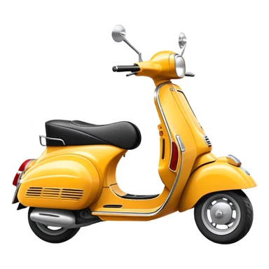 Cinematic Realistic Vespa Scooter Emoji, depicted as a stylish vintage Vespa with sleek retro design and vibrant colors, rendered with crisp textures and dynamic sunlit lighting that captures its iconic Italian charm. sticker