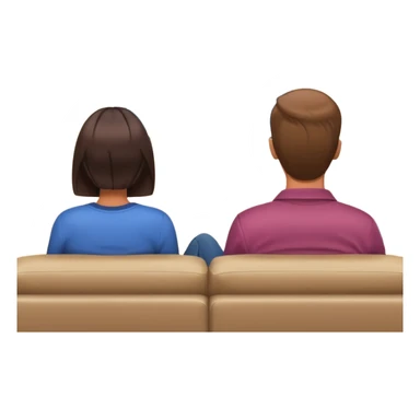 A man and a women photographed from behind, sitting on a sofa and watching the news on TV on a modern flat screen. The setting is a living room. sticker