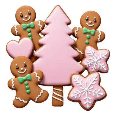 christmas gingerbreads pastel pink sticker