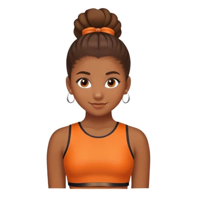 - Nữ
- 15 tuổi
- Da nâu
- Tóc búi cao gọn gàng
- thân thiện ,xinh
- Mặc áo cổ vũ cam
- ảnh chân dung, không cần tay sticker