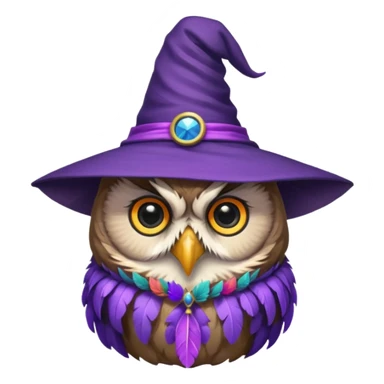 owl wear purple wicth hat sticker