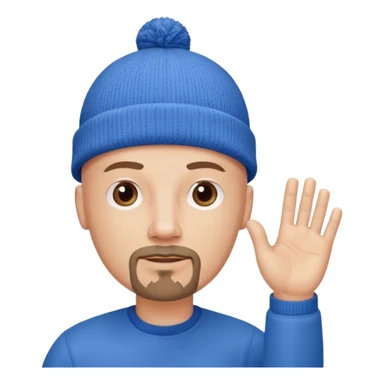 White bald with regular goatee hand raised blue knit cap sticker