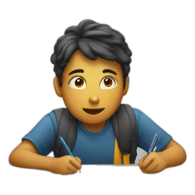 student taking an exam sticker