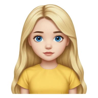 Sabrina Carpenter blue eyes, long blonde hair, yellow a-line dress sticker