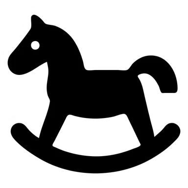 rocking horse, solid icon style, bold silhouette, easily recognizable sticker