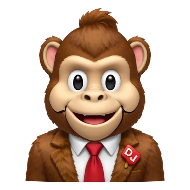 Donkey Kong🦍 with red tie with his initials (DK) on sticker