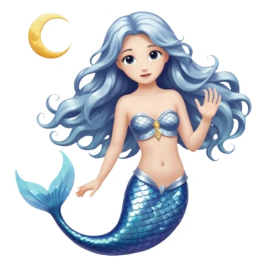 Lunar mermaid and the moon with more details  sticker