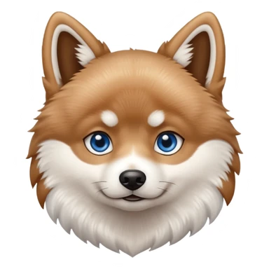 A Brown, light tan and white pomsky with one brown eye and one blue eye. sticker